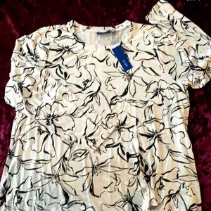 NWT-Apt 9 Long Sleeve Side Knot Top-White/black 1X